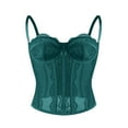 thumbnail image 4 of ManxiVoo Fashion Trendy Lace Mesh Corset Top Spaghetti Strap Clubwear for Evening Outfits and Special Occasions S Size Blackish Green, 4 of 4