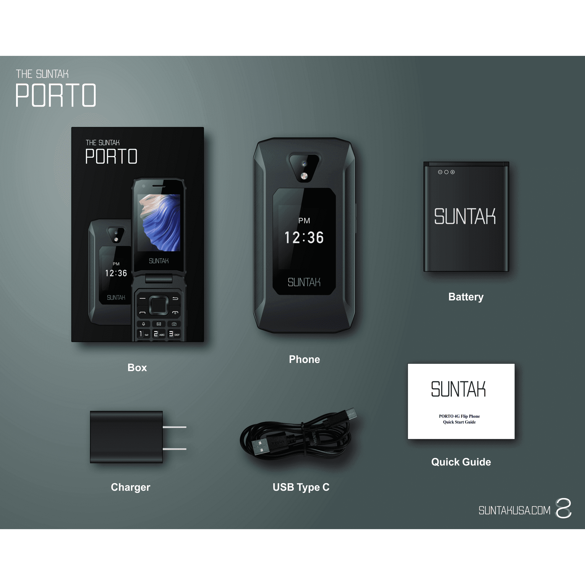 Suntak Porto Flip Phone - 3-Month Service Plan Included