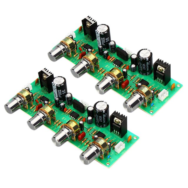 2X Tablero de Tono de Preamplificador HIFI NE4558 de 12 V Tablero de Preamplificador de Control de Volumen de Agudos Bajo