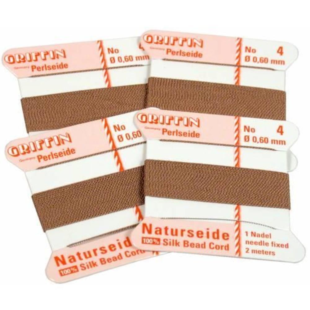 Silk Griffin Bead Stringing Cord #4 Tan 4Pcs