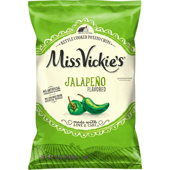 Miss Vickies Jalapeno Kettle Cooked Potato Chips Bag, 8 oz