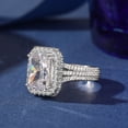 thumbnail image 5 of Blue Jewel 14K White Gold Plated Wedding Ring - 2.1 Ct VVS1/D Radiant Cut Lab Created Simulated Diamond Ring - Halo Solitaire with Accent Engagement Ring - Multi-Row Wedding Diamond Rings for Her, 5 of 10