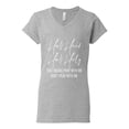 thumbnail image 2 of Half Hood Half Holy Pray With Me Womenâ€™s Standard V-Neck Tee, Heather Grey, Large, 2 of 3