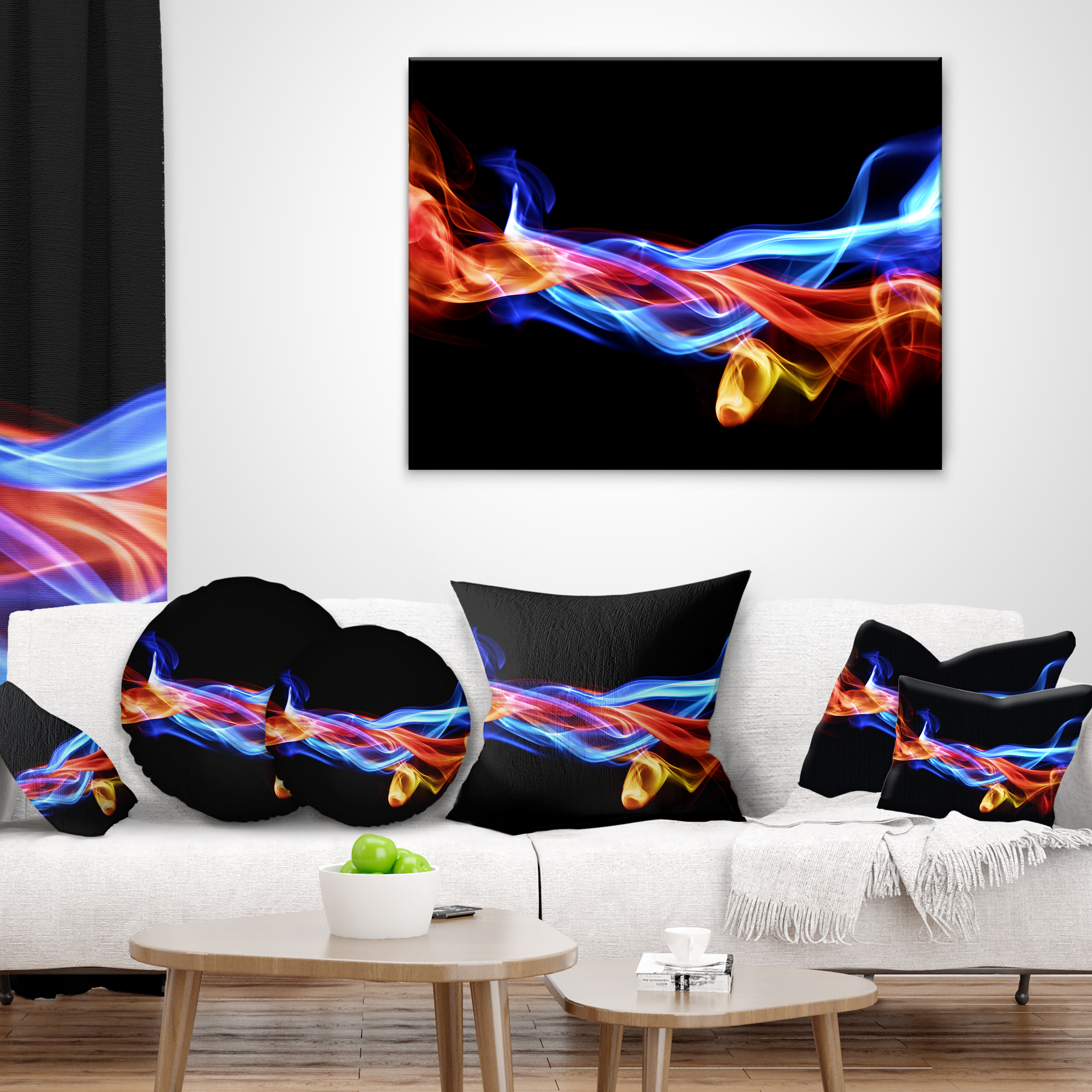 Designart Fire and Ice Design Abstract - Abstract Throw Pillow - 12x20