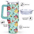thumbnail image 3 of 40oz Pioneer Colorful Floral Stainless Steel Flip Straw Tumbler with Lid and Straw Spill Proof Travel Cup Double Wall Vacuum Insulated Coffee Mug with Handle Greenish-blue, 3 of 7