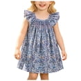 thumbnail image 5 of Mnyotv Flutter Sleeve Floral Dresses for Girls Casual Smocked Clothes Toddler Baby Girl Summer Outfits Size 3-4Y, 5 of 6