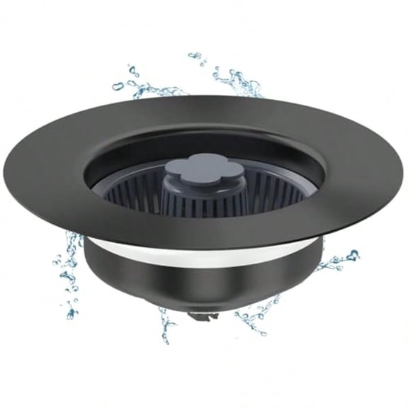 Universal 3 in 1 Kitchen Sink Drain Strainer Kit SUS304 Stainless Steel Pop-up Kitchen Drain Stopper with Strainer Basket Fast Drainage Kitchen Sink Plug for Standard 3-1/2 Inch Drain Black