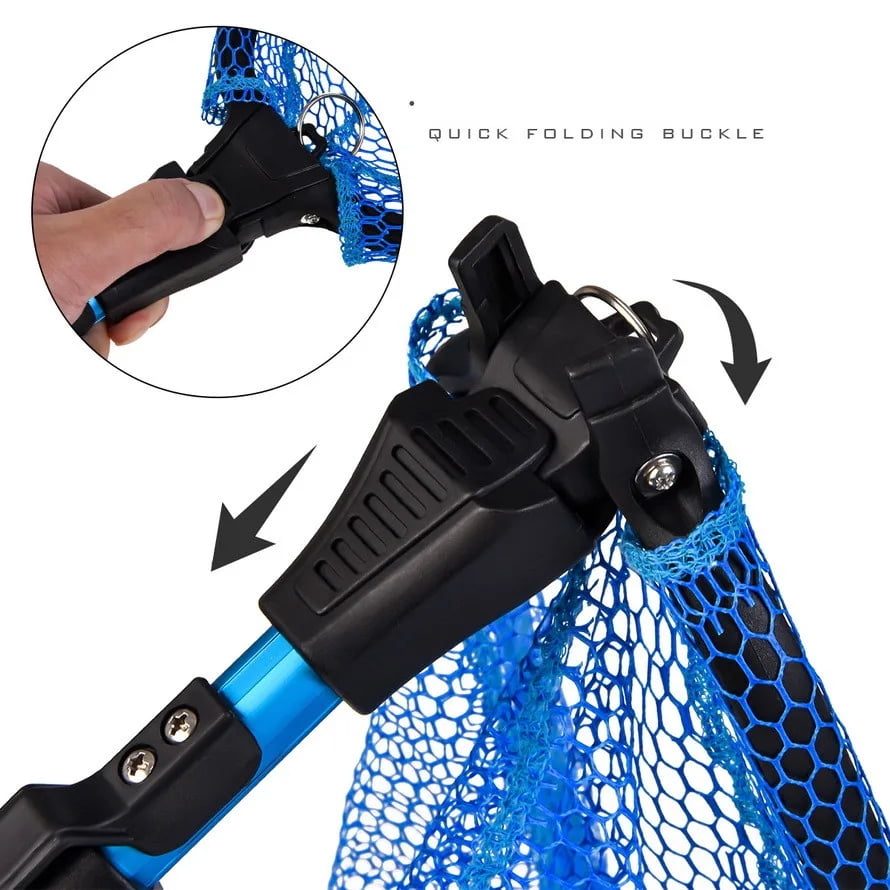 80-98CM Portable Folding Fishing Landing Net Handheld Telescopic Handle Lure Stream Fishing Cast Mesh Fly Fishing Tackle Tool