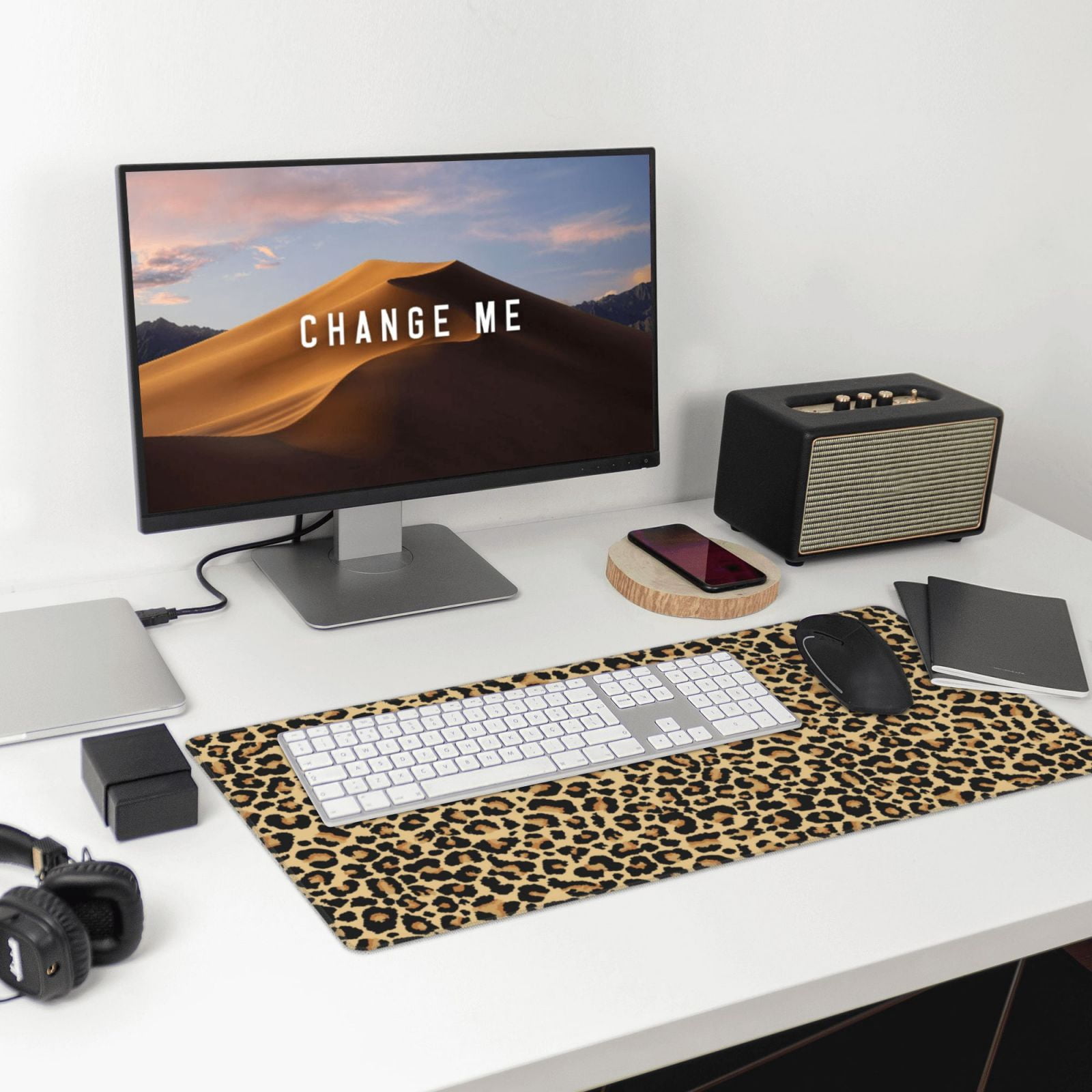 Kdxio Leopard Print Print Large Gaming Mouse Pad,Non-Slip Base,Water Resist Keyboard Pad for Gamer,Office & Home,29.5 x 15.8 in