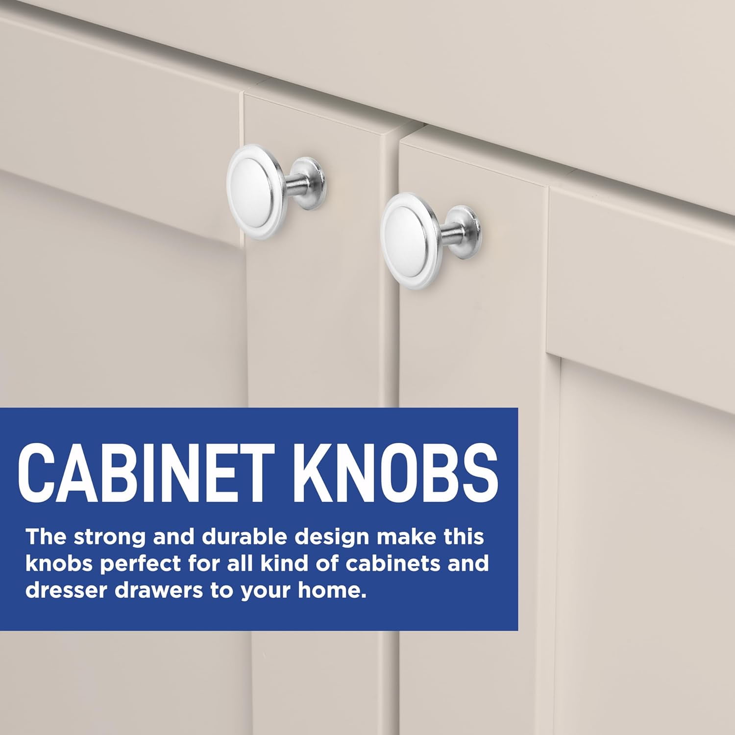 LifeMaster 12pcs 1-1/4" Kitchen Cabinet Knobs - Rust-Proof, Brushed Nickel Finish, Modern Design, Strong Zinc Alloy