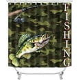 thumbnail image 2 of 4PCS Fishing Shower Curtain Sets with Rugs, Bass Fish Shower Curtain, Waterproof Fabric Shower Curtain, Cabin Lodge Hunting Country Rustic Farmhouse Husband Men Bathroom Decor, Fishing Gifts, 2 of 7