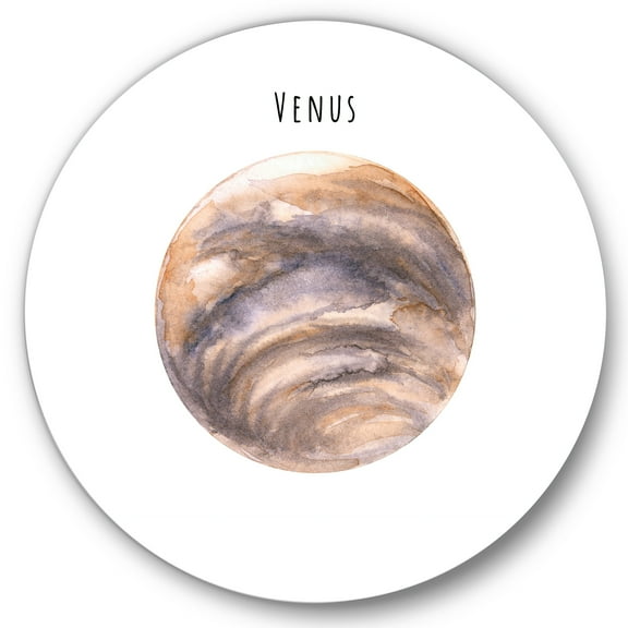Designart 'Abstract Planet Venus' Bohemian & Eclectic Circle Metal Wall Art 36x36 - Disc of 36