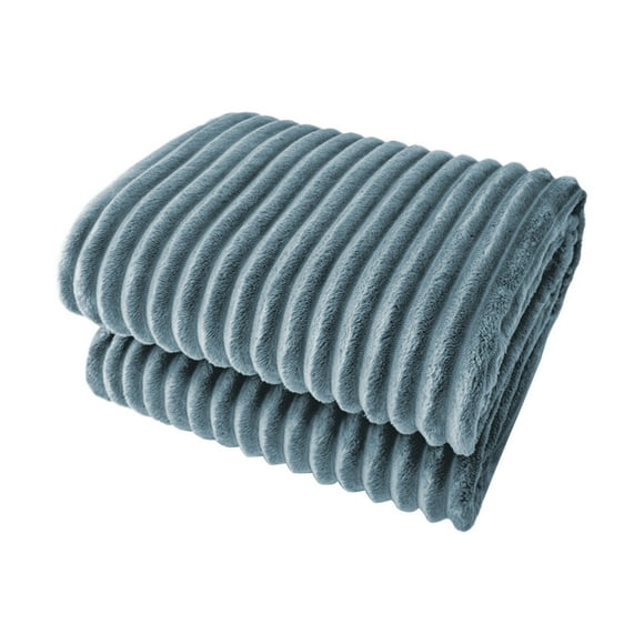 Blue 200Cm Lightweight Fleece Blanket Reversible Design Cozy Bed Sofa Throw Microfiber #32244