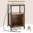 thumbnail image 3 of Costway Mobile Record Player Stand with Power Outlet Open Shelf & Dividers Metal Frame, 3 of 10
