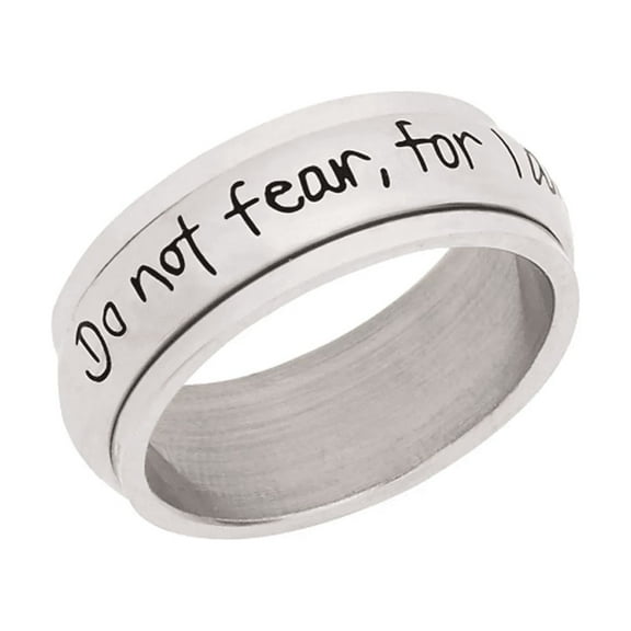 8mm High Polished Stainless Steel Women's Men's Do Not Fear for I Am with You Isaiah 41:10" Christian Bible Verse & Inspirational Rings & Gifts