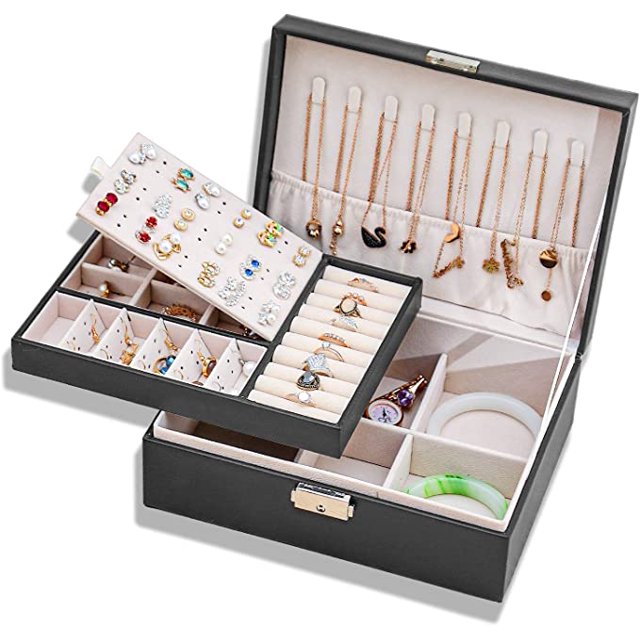 Joyero TUNC de cuero con cerradura de viaje organizador de joyas estuche de almacenamiento Sencillez