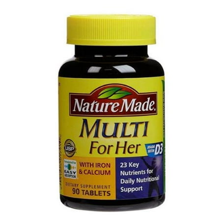 Nature Made multi pour elle avec fer et calcium 90 ch (pack de 2)