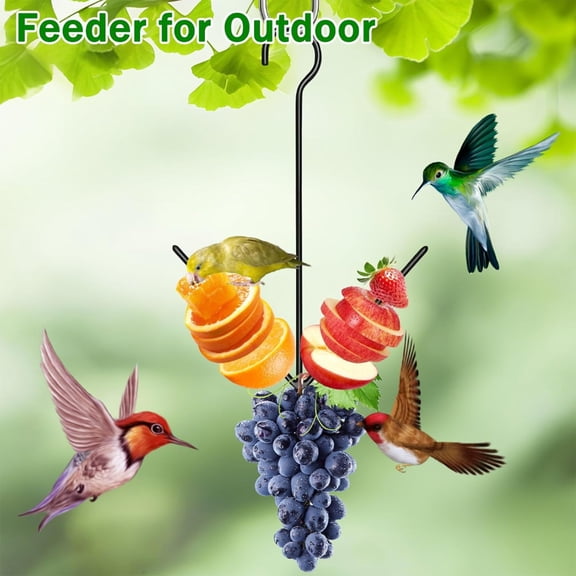 mdesiwst Oriole Bird Feeder Outdoor Hanging Orange Fruit Food Holder with Hook Weather-proof Outside Garden Metal Hummingbird Feeding Device
