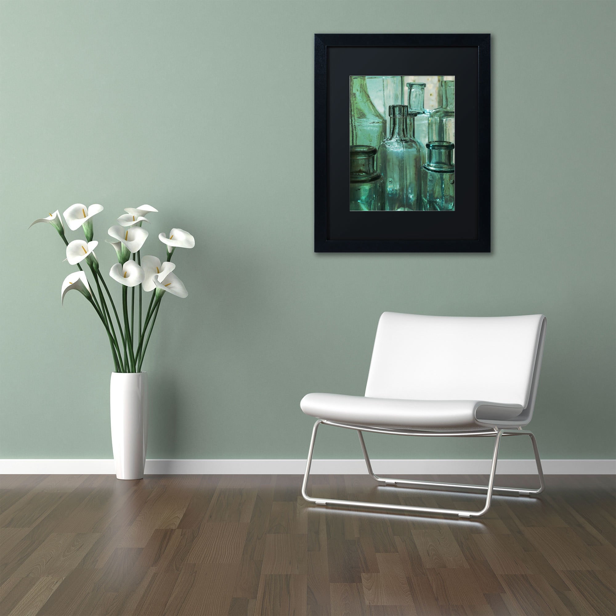 Trademark Fine Art "Antique Bottles" Canvas Art by Patty Tuggle, Black Matte, Black Frame