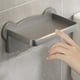 thumbnail image 1 of Soporte para papel higiénico montado en la pared con estantería para teléfono - Soporte adhesivo sin taladrar - Estante de plástico beige o gris para baño, 1 of 6
