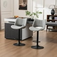 thumbnail image 3 of Kidol & Shellder Modern Bar Stools Set of 2, Adjustable Swivel PU Leather Counter Stools, Armless Kitchen Island Bar Chairs with Hollow Mid Backrest for Home & Bar, Gray, 3 of 8