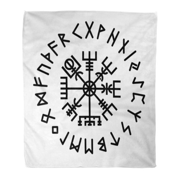 HATIART 58x80 inch Super Soft Throw Blanket Norse Vegvisir Rune Abstract Algiz Amulet Celtics Collection Creative Digital Home Decorative Flannel Velvet Plush Blanket