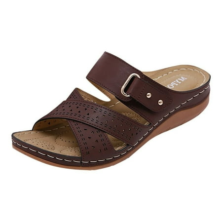

Inkach Outer Wear Sandals And Slippers Roman Style Flat Toe Slippers
