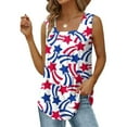 thumbnail image 5 of Wlylongift Summer Tops for Women Sleeveless Square Neck American Flag Girs T shirt Loose Fit Casual Tank Tunic Blouse, 5 of 5
