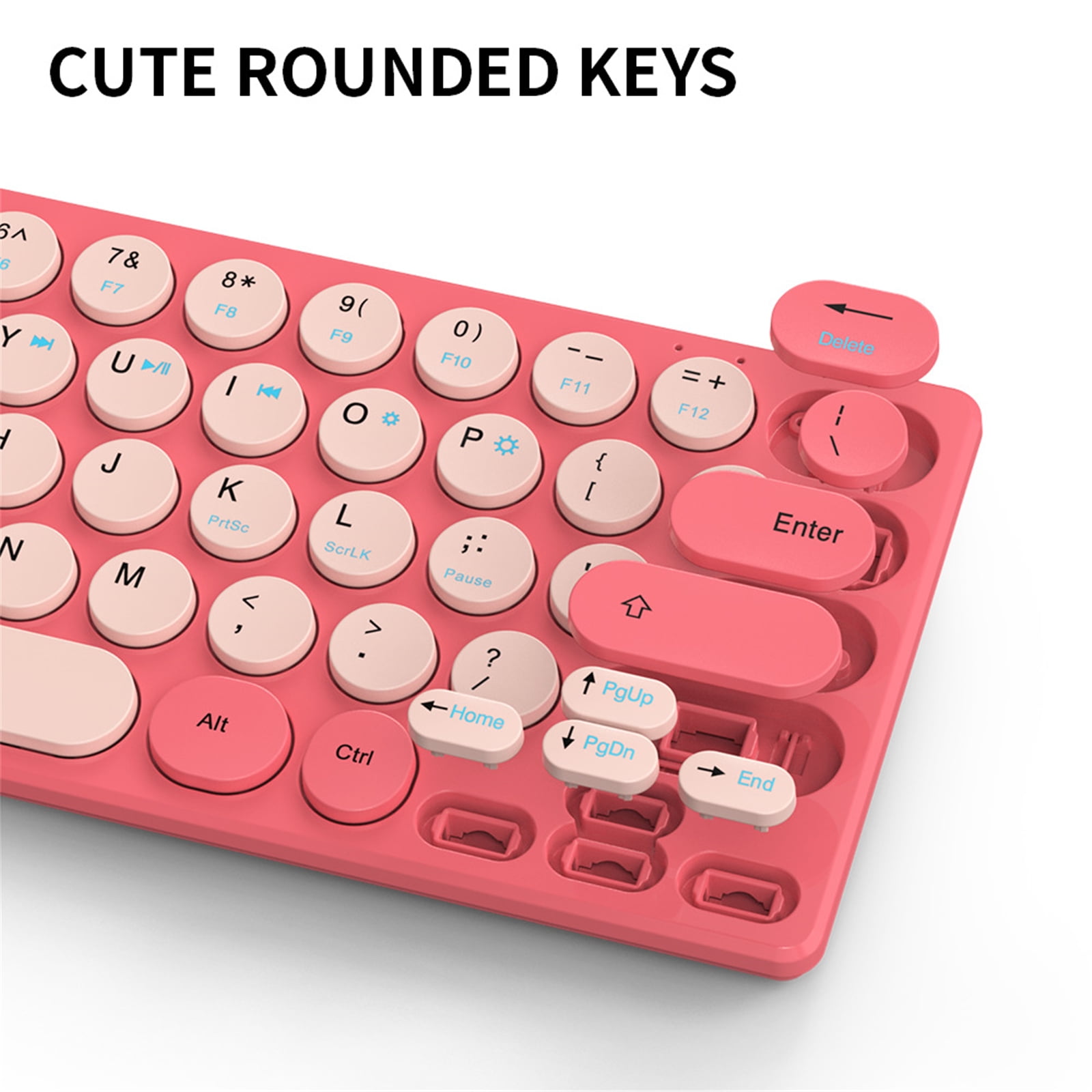 Retro Round Keycap Wireless Keyboards Bundles 2.40G Silents Button Long For Home Office Setups