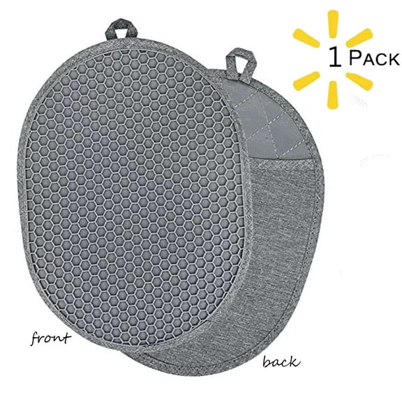 2-IN-1 Silicone Pot Holder,Oven Hot Pads with Pockets,Non Slip Grip Large Potholders for Kitchen Baking Cooking (Grey,Pack of 1)