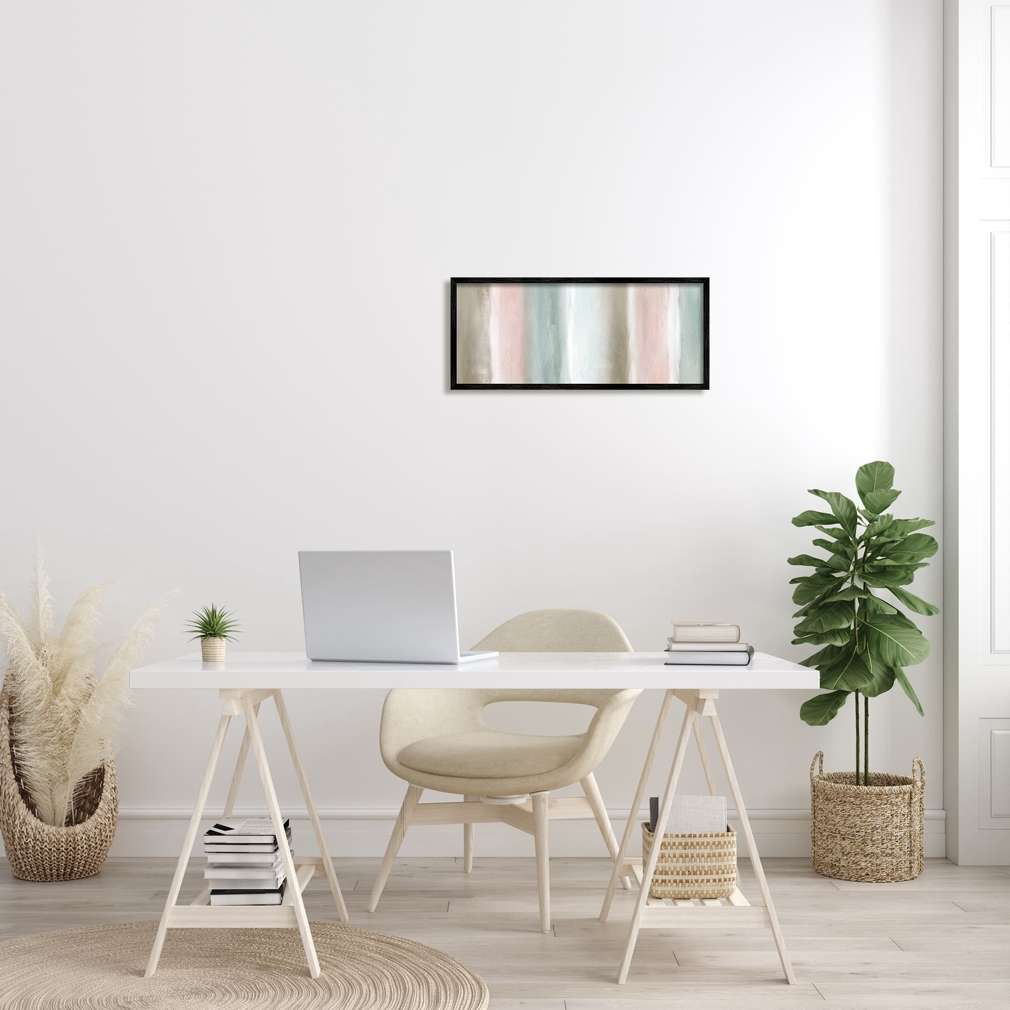 Stupell Indtries Blurred Striped Shape Abstraction Soft Pastel Pink Green,24 x 10,Design by Nan