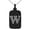 Black, variant on Stainless Steel Letter W Initial Dotted Monogram Engraved Small Rectangle Dog Tag Charm Pendant Necklace