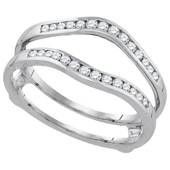 14k White Gold Womens Round Diamond Bridal Wedding Enhancer Band Wrap Ring 1/2 Cttw