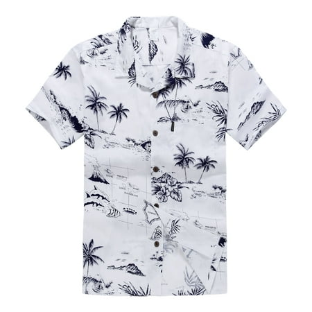 Hawaiian Shirt Aloha Shirt in White Map (Best Place To Get Hawaiian Shirts)