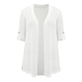 thumbnail image 4 of DARING DIVA Women's Plus Hollow Out 3/4 Sleeve Long Open Front Cover Up 1X White, 4 of 6