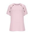 thumbnail image 4 of POIUYTR Women Ribbed Knit Shirts Casual Loose Crewneck Short Sleeve Blouses Trendy Stretch Solid Color Tops, 4 of 6