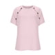thumbnail image 5 of Tops de Mujer, Manga Corta Sólida Cuello Redondo Botón Arriba Blusa Casual de Negocios, 5 of 9