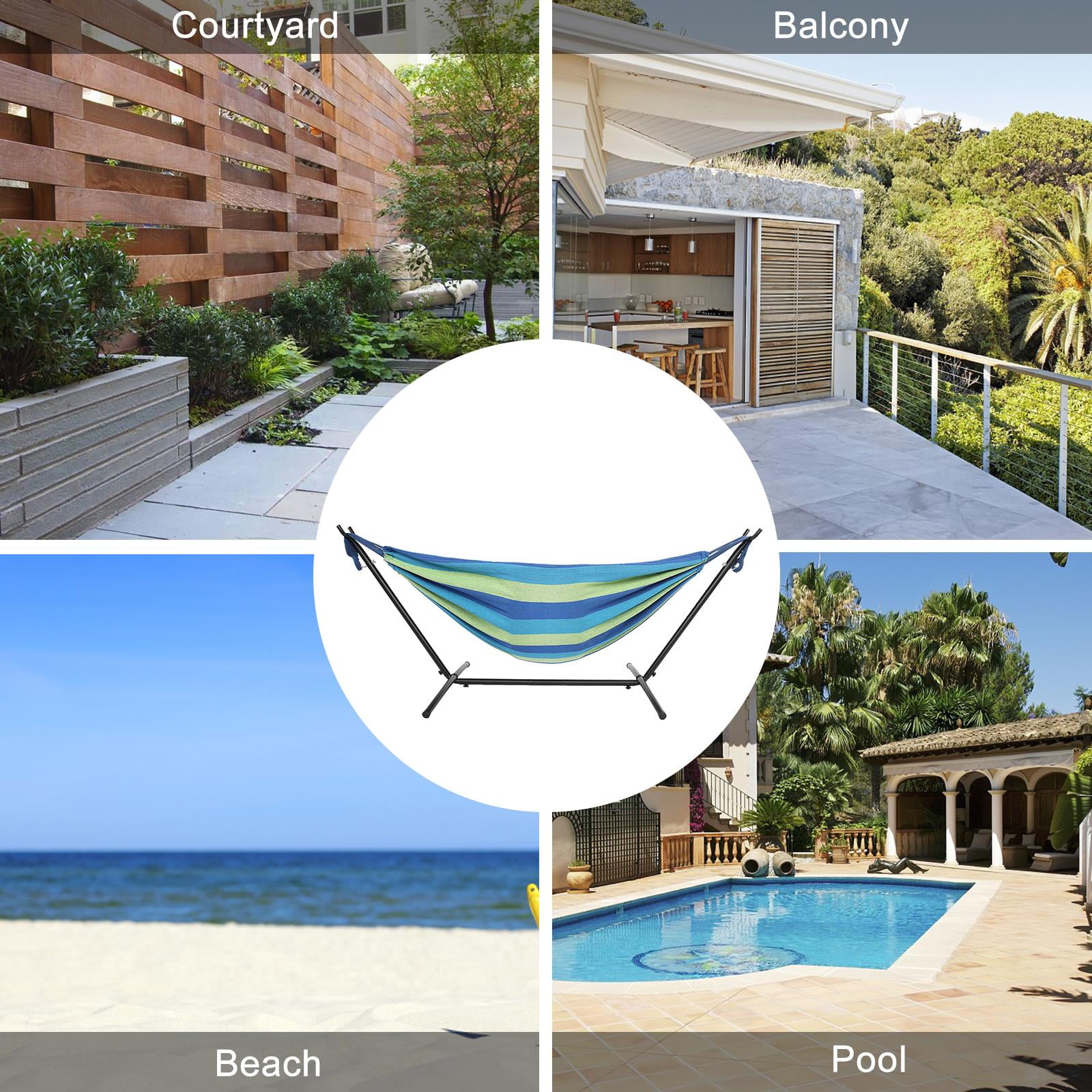 UBesGoo 9ft Adjustable Portable Hammock with 200*150cm Polyester Cotton Hammock Set