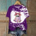 thumbnail image 2 of TOWED22 Womens Halloween Bow Graphic Oversized Shirts Spooky Season Tee Short Sleeve Bleached Tops(Purple,XL), 2 of 7