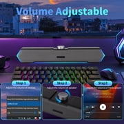 Computer Speakers for Desktop PC, 3.5mm PC Sound Bar for Desktop Monitor/Laptop, Wired USB-Powered Gaming Speakers with Colorful LED Light, Touch-Control Backlit w/ Volume Knob, Plug and Play