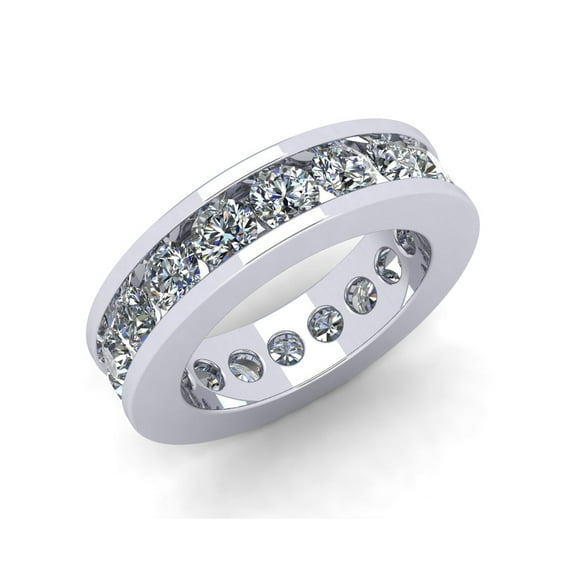 Natural 4.25Ct Round Cut Diamond Classic Channel Set Women's Anniversary Wedding Eternity Band Ring Solid 950 Platinum G SI1