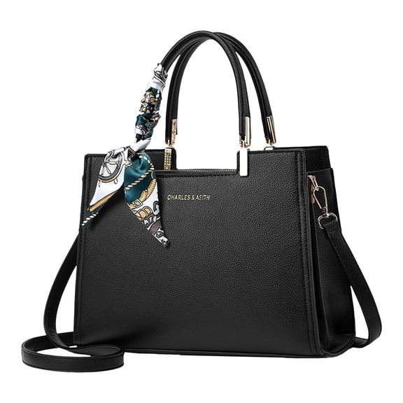 Stylago Women's Fashion Purses and Handbags Leather Top Handle Tote with Ribbon Crossbody Bags for Party Travel Shopping Black