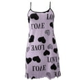 thumbnail image 6 of GILIGEGE Women's Sleeveless Ruffle Hem Nightgown Pajama Dress Women's Sleepwear Nightgowns for Women Women's Suspender Home Clothes Set Soft Love Printed Pajama Set Slim Pajama Dress Dress Purple M, 6 of 7