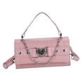 thumbnail image 4 of Bolso bandolera de piel sintética con hebilla magnética y cadena rosa para citas y compras, 4 of 8