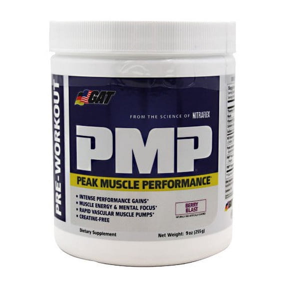 GAT Sport PMP Pre Workout Powder, Berry Blast, 30 Servings