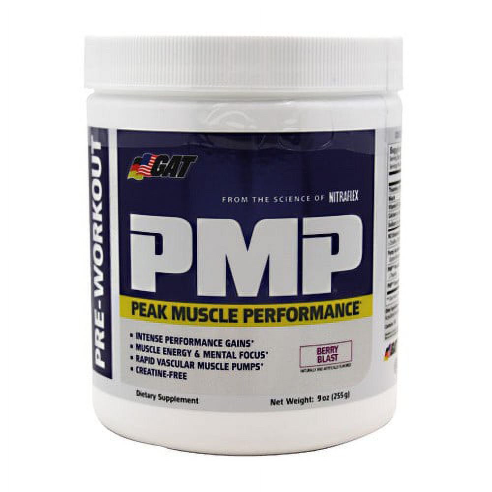 GAT Sport PMP Pre Workout Powder, Berry Blast, 30 Servings