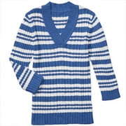 Faded Glory - Women's Stripe V-Neck 3/4-Sleeve Sweater