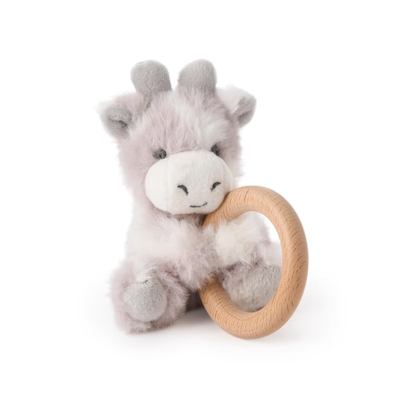 Peluche Sonajero de Anillo de Madera con Jirafa Elegante para Bebés