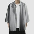 thumbnail image 2 of Siilsaa Mens Shirts Shirts for Men, Summer Mens Casual Short Sleeve Button Down Shirts(Grey,3XL), 2 of 7