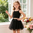 thumbnail image 2 of Ymyiu Girls Outfit Toddler Girls Denim Skirt Set with Cute Tank Top Baby Summer Skirt Outfit Jean Skirt for Little Girls 6T(Black, 6 Years), 2 of 6